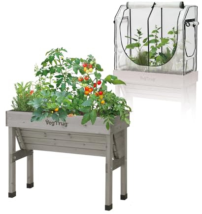 VegTrug Hochbeet Wall Hugger 1,0m Set + Gewächshausaufsatz