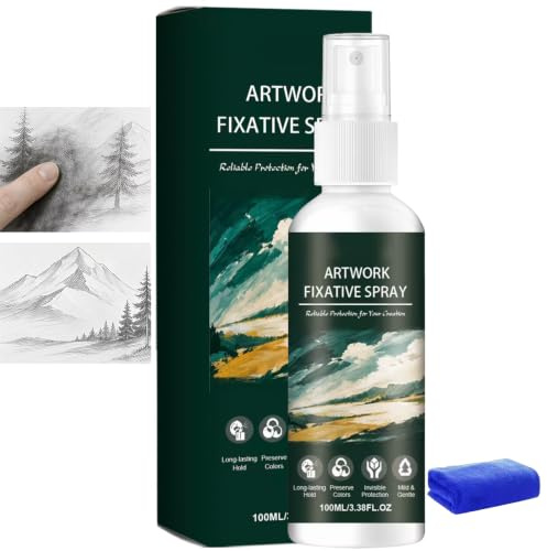 Spray fixateur artistique - Séchage rapide - Anti-taches - Dessins au crayon et au graphite - Revêtement de protection transparent - Fixateur professionnel non jaunissant - Protection invisible