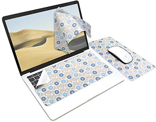 SenseAGE 3 in 1 Mouse Mat | Mousepad, Microfiber Keyboard Dust Cover, Screen/Monitor Cleaning Cloth | Non-Slip, Lightweight, Portable | for Macbook & Laptop up to 13.3 inch - Oil Umbrella