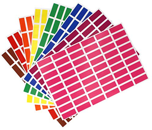 Royal Green 25 mm x 10 mm (2.5 cm x 1 cm) Color Labels in Green, Yellow, Pink, Purple, Orange, Brown, Blue and Red - 432 Pack