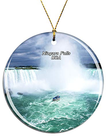Weekino USA Amerika Niagara Falls Weihnachtsdekoration Christbaumkugel Hängender Weihnachtsbaum Anhänger Dekor City Travel Souvenir Collection Porzellan 2,85 Zoll