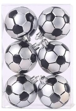 Morbuy Baumkugeln 6 Stück Christbaumkugeln Weihnachtskugeln, Weihnachtsdekorationen Baumschmuck für Tannenbaum, für Weihnachten, Hochzeit, Jubiläum, Party, Feier usw (6CM,Fußball)