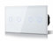 BSEED Interrupteur Tactile Double 2 Gang 2 Voie Commutateur d'éclairage Mural Compatible avec la lumière LED Écran Tactile en Verre Plaque de Cristal Trempé avec Rétroéclairage Bouton 157 * 86mm Blanc