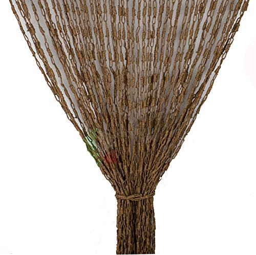 Tenda Antimosche con Catenelle Intrecciate in Fibra Naturale per Porta Finestra Moschiera a Pannello Misura 140 x 230 cm Colore Marrone