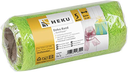 HEKU 30344-16: Textilfaser Deko-Band, hellgrün, 12cm, 5m x 12 cm