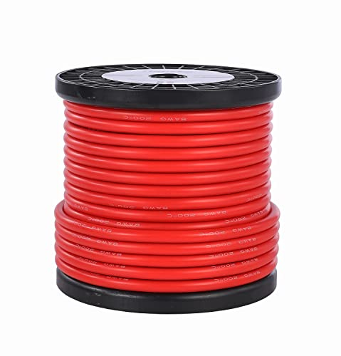 TUOFENG Bobine de fil de silicone de calibre 8 18,3 mètres rouge 8 AWG Fil toronné 1650 brins OFC Fil de cuivre étamé, soudez rapidement