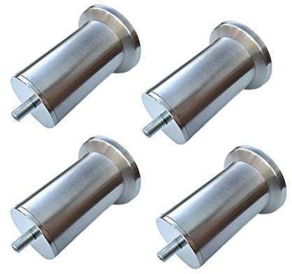 4 Pièces Pieds de Meubles Pieds de meuble en acier inoxydable Ronde Pieds de support en métal brossé Pieds de canapé Pieds d'armoire Pieds de Table en Métal Vis M10,Matériau épais,argent(15cm)