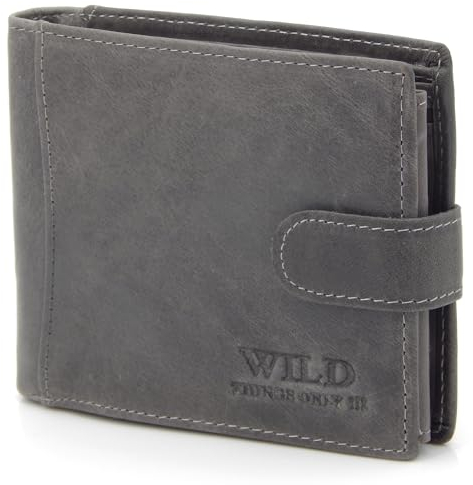 ekavale Herren Leder Geldbeutel mit Münzfach – RFID/NFC Schutz Geldbörse, Portemonnaie, Wallet für Männer (Grau Dunkel)