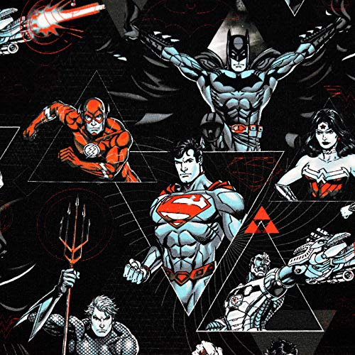 MAGAM-Stoffe Super Helden Jersey Kinder Stoff Oeko-Tex Meterware 50cm (Justice League bunt schwarz)