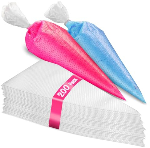 Set of 200 - Anti Burst Piping Bags 12 Inch - Prestee Tipless Icing Bags - Durable Frosting Piping Bag Tools - Pastry and Cookie Decorating Supplies