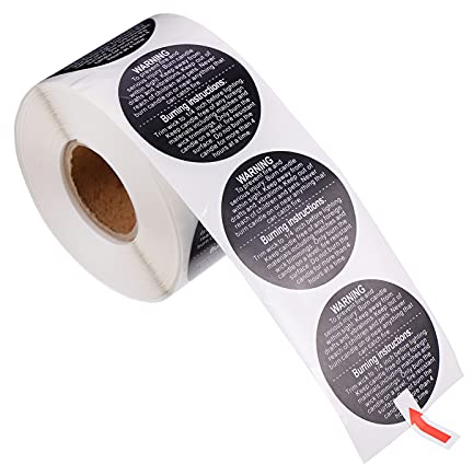 Artibetter 500Pcs Kerze Warnung Aufkleber Klebstoff Wasserdicht Wachs Schmelzen Sicherheit Aufkleber Etiketten Kerze Glas Container Sicherheit Aufkleber Aufkleber Schwarz