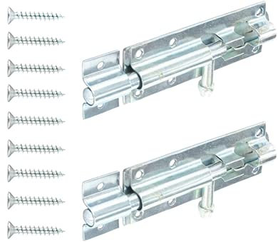 2X Zinc Heavy Duty Tower Bolt 6 Large Door Latch Garden Gate Shed Sliding Catch