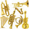 Mini Musikinstrumente Set Miniatur Musikinstrumente Gold Weihnachtsbaum Ornamente Mini Instrumente Sammlung mit winziger Gitarre Trompete Saxophon Puppenhaus Zubehör Urlaub Dekorationen 7pcs