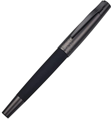 Füllfederhalter Schwarz Metall Füllfederhalter Titan Schwarz Ef/f/Bent Nib Gun-Black Cap Clip Business Office Geschenk Tintenstift