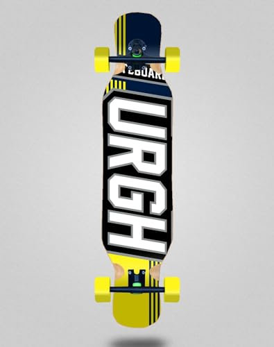 Urgh Skateboard, Longboard, 46 x 10 cm, Blau, Gelb