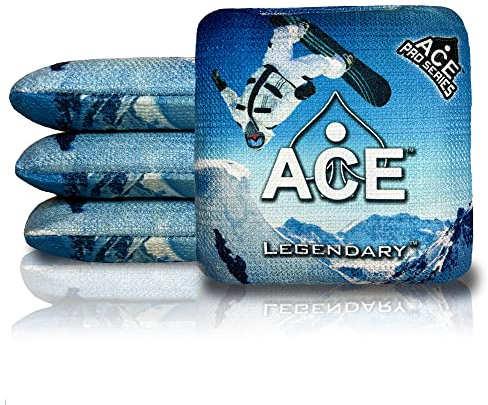 Legendary Snowboarder Set mit 4 Beuteln – ACE Pro Stamped – Professionelle Cornhole Bags – Thin Blue Line Flag