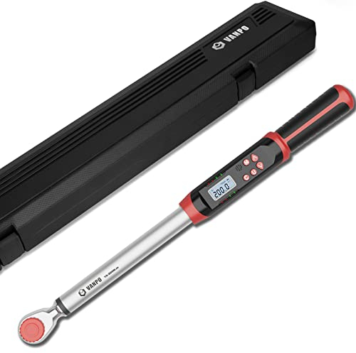 VANPO Clé Dynamométrique Numérique 1/2, avec Buzzer et Notification Flash LED, 10-200 NM Clé Dynamométrique Électronique Pour Autos, Motos