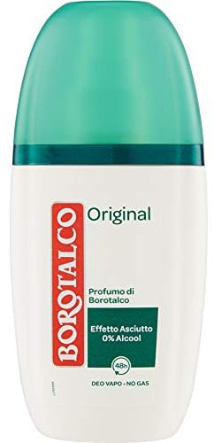 Borotalco, Original Vapo Deodorant mit Mikropuder, schweißabsorbierend, ohne Alkohol, weiche und feuchtigkeitsspendende Haut, Borotalkus-Duft, Deodorant für Männer und Frauen, 6 Flaschen à 75 ml