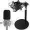 Rigych AT2020 Tisch Mikrofonständer, Einstellbare Mikrofonhalter Mit Mikrofon Spinne, Pop Filter Windschutz, Gewichtete Metallbasis, Für Audio Technica AT2020 AT2020USB AT2020USB+ AT2035 Mikrofon