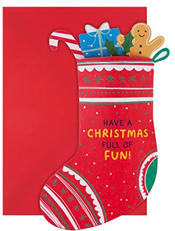 Hallmark Offene Weihnachtskarte – modernes 3D-Pop-Up-Strumpf-Design