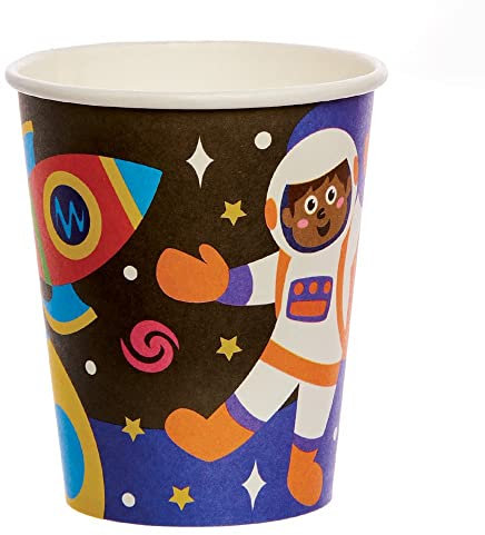 Baker Ross FX318 Solar System Party Cups - Pack of 10, Disposable Paper Cups, Kids Party Table Decoration, Birthday Party Supplies