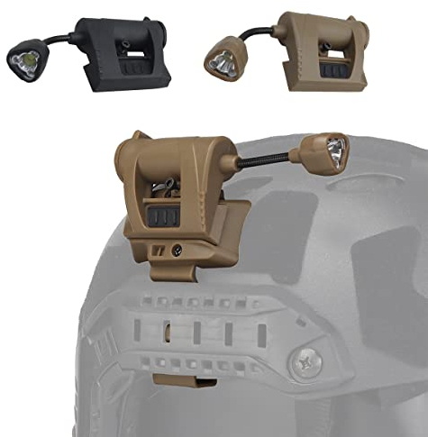 WLXW Lámpara De Casco Táctico Airsoft 4 Modos Luces De Señal De Casco Militar Rápido Fácil Ajuste En Cualquier Dirección,Tan