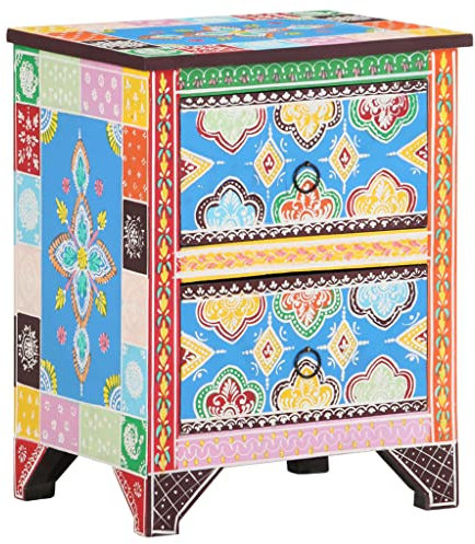 vidaXL Nachttisch Handbemalt 40x30x50 cm Mango Massivholz