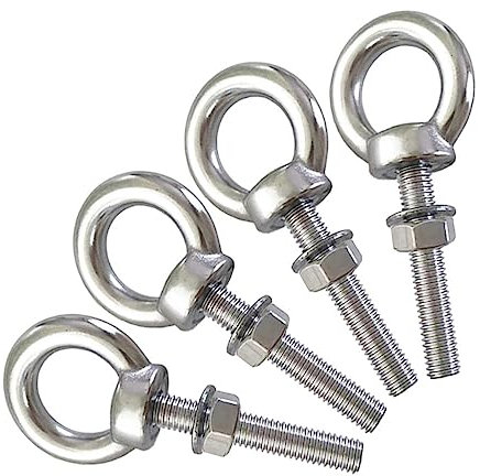 AIVOOF Bullone a occhiello per spalla, confezione da 4 bulloni a occhiello M8 in acciaio inox, 5,1 cm, resistenti, con rondella e dadi ad anello, lunghezza filettatura 50 mm