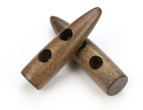 12 Stück Knebelknöpfe kaffeebraun 30mm 2 Löcher Keilform längliche Knöpfe Keilknöpfe zum annähen nähen basteln - Jackenknöpfe Mantelknöpfe