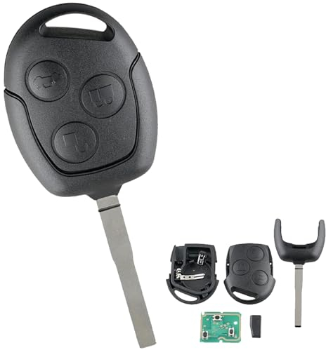 Autoschlüssel mit 3 Tasten, für Ford C-Max, Fiesta, MK3, MK4, MK7, Focus Fusion, Galaxy, Mondeo, S-max, für Ford, Kurierschlüssel, Transit Connect, Tourneo, Schlüsselanhänger ID63Chip