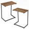 COSTWAY Beistelltisch Holz Metall, Laptoptisch C-förmig Sofatisch, Kaffeetisch Industrie-Design, Betttisch für Sofa, Bett, Wohnzimmer, Schlafzimmer 55x36x67,5cm (2 Stücke)