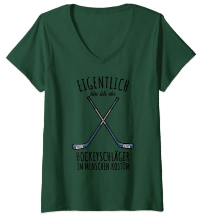 Damen Hockeyschläger Kostüm Kinder Hockey T-Shirt mit V-Ausschnitt
