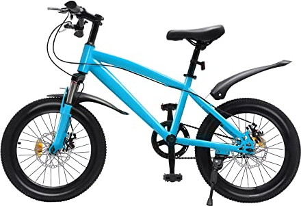 Acesunny 18 Zoll Kinderfahrrad Kinderrad Fahrrad Jungen Mädchenfahrrad Mountainbike MTB Kinderfahrrad Jungen Mädchen 125-140 cm Fahrrad mit Reifenpumpe (Blau)
