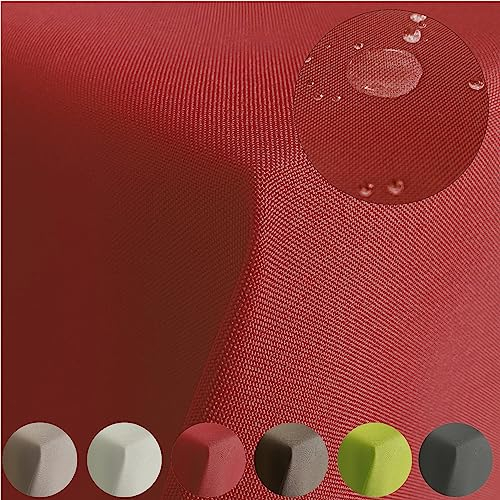 Tischdecke Gartentischdecke mit Lotuseffekt Outdoor Tafeldecke wasserabweisend Tischtuch RUND OVAL ECKIG Rechteckig (Rot, 160x220cm Oval)