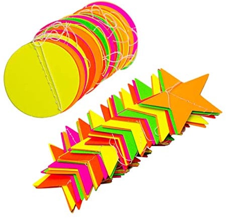 Abaodam 2pcs Birthday Party Supplies Creative Paper Banners Fluorescent Star Hanging Pendants Decorative Hanging Stars for Boys and Girls