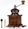 FUYTERY Manual Coffee Grinder Vintage Style Wooden Coffee Grinder Roller Grain Mill Hand Crank Coffee Grinder (with Brush,Measuring Spoons)