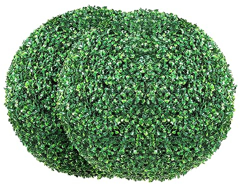 VEVOR Topiario Artificial de Boj 508 mm, Bola de Boj Artificial, 2 Plantas Falsas de PE, 10 Hojas Reemplazables, 2 Luces LED para Decoración de Interiores, Jardín, Terraza, Balcón, Entrada