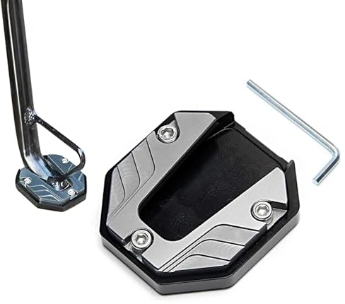 EKSMA Motorrad Zubehör Motorrad Ständer Fuß Seitenverlängerung Pad Universal, Unterstützung Stützplatte Vergrößern Ständer Seite Stehen Vergrößern Ständer Verlängerung Pad (Silber)