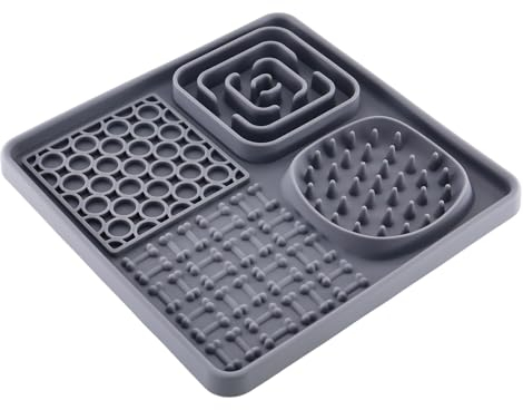 alwaiiz Tapis de Lechage Chien, Tapis de Lechage pour Chien Ventouse, Convient pour les Collations pour Chiens et les Aliments pour Chats, Promouvoir la Santé Dentaire(sans BPA, Silicone, Gris) (Gray)