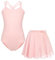FONLAM Ballettkleid Ballettkleidung Turnanzug Mädchen Baumwolle Tanzkleid Ballett Trikot Ballettrock Gymnastikanzug (4-5 Jahre, Rosa)