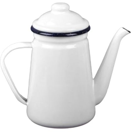 Sharplace Enamel Coffee Pot 1.1L Coffee Kettle, Vintage, Stovetop Teapot Water Kettle for Restaurant,Outdoor, Home, White