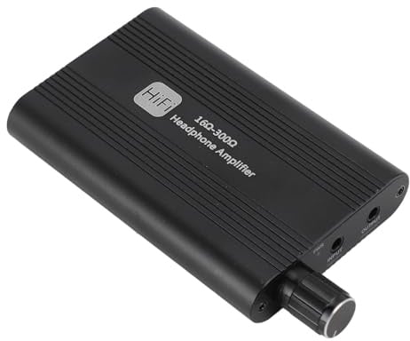 Asixxsix Tragbarer Kopfhörerverstärker, 2-stufiger Verstärkungsschalter, Hervorragende Klangqualität, 16 Bis 300 Ohm, 3,5-mm-AUX-Eingangsausgang,Wiederaufladbarer Akku,Breite Kompatibilität