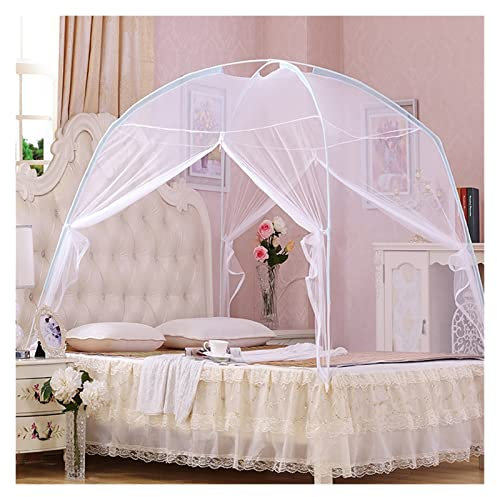 Pop Up Mosquito Net Yurt Mosquito Screen Net Mesh Foldable Bed Canopy Single Double Dormitory Double Door Mosquito Net (Color : White, Size : 180cmx200cmx135cm)