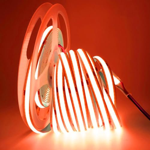Planetitaly Striscia 1600 LED LINEAR COB dimmerabile 50W lama di luce strip flessibile adesiva 24V 5100lm nastro luce continua illuminazione casa camper barca interni IP20 (Rosso)