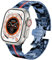 DEALELE Strap Compatible with Apple Watch 41mm 40mm 38mm, Thin Iron Man Stainless Steel Metal Replacement Bands for iWatch Series 9/8 / 7/6 / 5/4 / 3 / SE Women Men, Blue-red