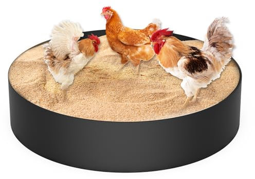 GHWMYD Hühnerstaubbadewanne, Hühnerkalkstreubehälter, 25 x 5,9'', einstellbare Größe mit 10 Nägeln, bodenlos für Hühner, Enten, Truthähne, Verwendung im Freien, Hühnerstallzubehör