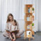 4 Ebenen Drehbares Bücherregal, Bücherregal aus Holz, Freistehend Drehbares Schuhregal, Bücherturm für Kinder und Erwachsene, mit Stützbein, für Bücher, Displays, Miniaturtopfpflanzen, Bilderrahmen