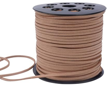 Luabue 1 Rouleau Cordons en Cuir 2mm x 90m Cordon en Daim Synthétique Cordon en Cuir Ficelle Cuir pour Collier Bricolage Bracelet Artisanat (Kaki)