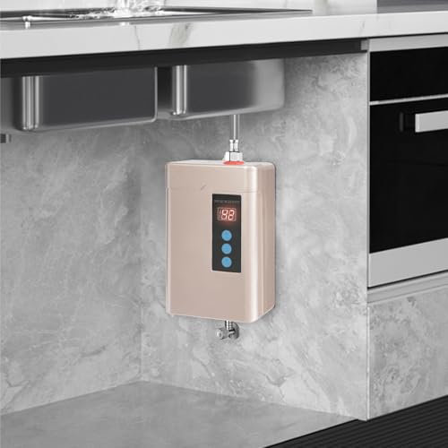 Calentador de agua electrónico de 5 L, con dispositivos de protección, protección contra sobretemperatura y campo de visualización de temperatura, calentador de agua eléctrico hasta 55 ℃ para cocinas,