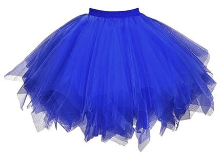 Damen Tüllrock tütü Rock Ballett Tanzkleid Tulle Unterkleid Petticoat Tutu Cosplay für Karneval Kostüm (Blau)